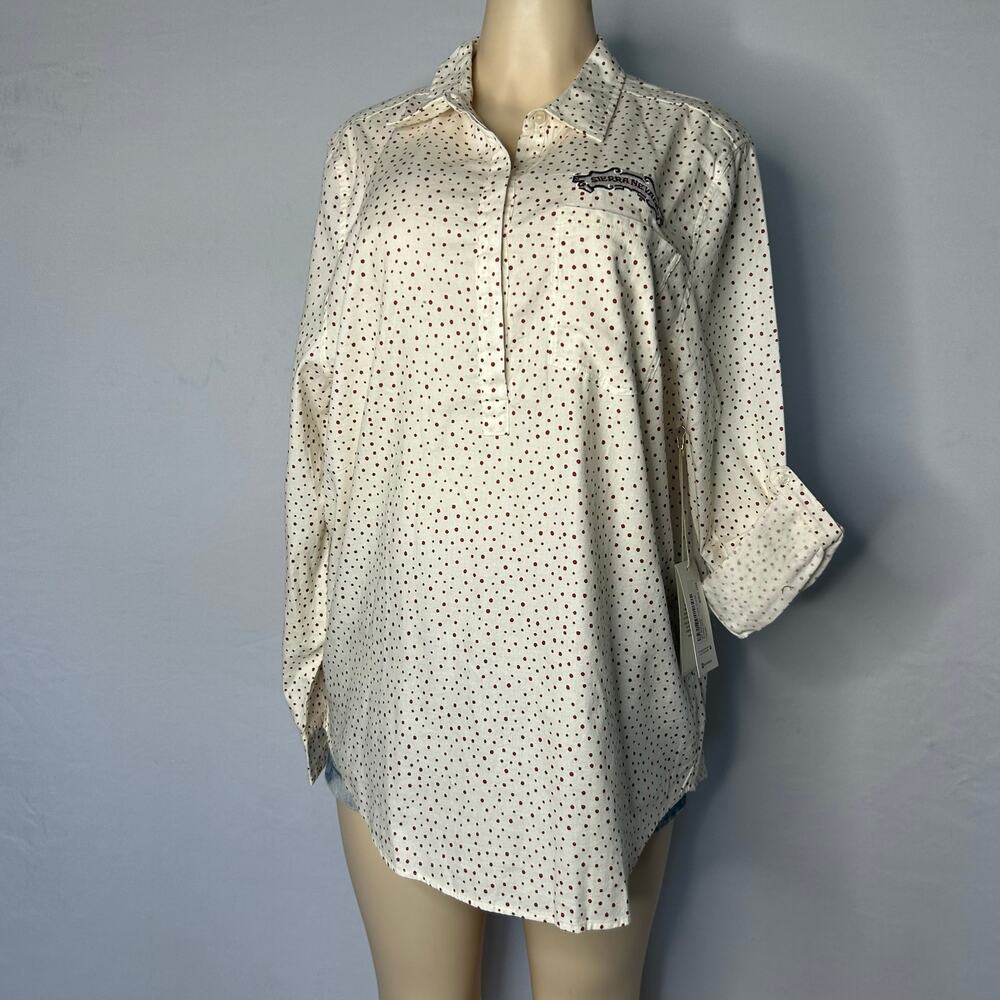 Carve Designs Sierra Nevada Organic Cotton Polka Dot Tunic Shirt L NWT